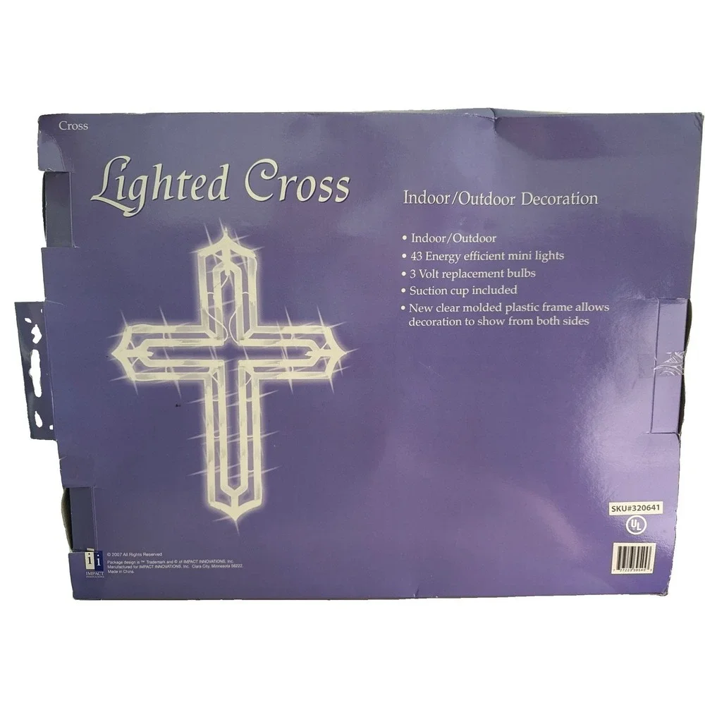 2007 Indoor/Outdoor Lighted Cross Decoration Impact Christmas Holiday White